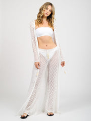 Koy Resort Zuma Wide Leg Pant in Natural, view 3, click to see full size