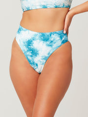 L*Space Hand Tie Dye Frenchi High Waist Bottom Aqua, view 1, click to see full size