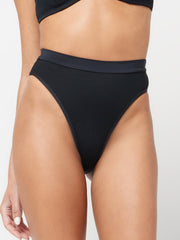 L*Space Frenchi High Waist Bottom Black, view 1, click to see full size