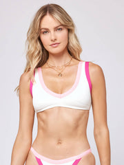 L*Space Lala Top In Cream/Bougainvillea, view 1, click to see full size