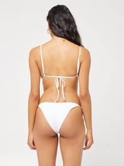 L*Space Pointelle Rib Brittany Top in White, view 2, click to see full size