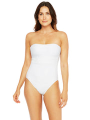 La Blanca Let's Duet Bandeau One Piece White, view 1, click to see full size