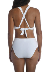 La Blanca Island Goddess Twist Front Bandeau In White, view 2, click to see full size
