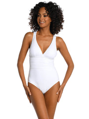 La Blanca Island Goddess Crossback One Piece In White, view 3, click to see full size