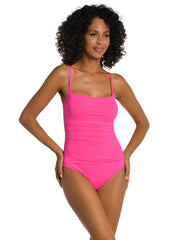 La Blanca Island Goddess Lingerie Maillot in Pop Pink, view 3, click to see full size