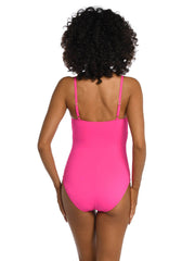 La Blanca Island Goddess Lingerie Maillot in Pop Pink, view 2, click to see full size