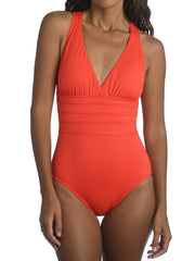 La Blanca Island Goddess Crossback One Piece In Paprika, view 1, click to see full size