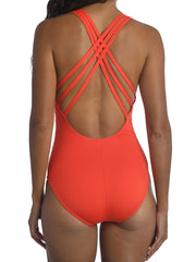 La Blanca Island Goddess Crossback One Piece In Paprika, view 2, click to see full size
