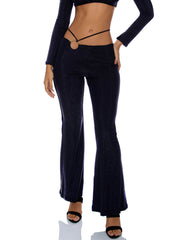 Luli Fama Flare Pants in Black, view 1, click to see full size
