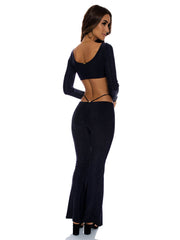 Luli Fama Flare Pants in Black, view 2, click to see full size
