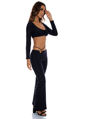 Luli Fama Flare Pants in Black, view 4, click to see full size