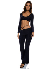 Luli Fama Flare Pants in Black, view 3, click to see full size