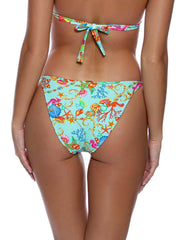 Luli Fama Il Mare Seamless Reversible Full Tie Side Bottom in Aqua, view 2, click to see full size
