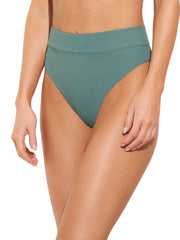 Maaji Suzy Q High Waist Bottom in Eucalyptus Green, view 1, click to see full size