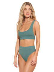 Maaji Suzy Q High Waist Bottom in Eucalyptus Green, view 3, click to see full size