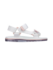 Melissa Melissa Papete + Rider Sandals Clear/White/Pink, view 2, click to see full size