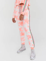 Pitusa Tie Dye Trackie Pant in Coral, view 1, click to see full size
