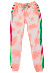 Pitusa Tie Dye Trackie Pant in Coral, view 2, click to see full size