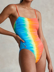 Polo Ralph Lauren Tropical Glow Square Neck One Piece in Multicolor, view 3, click to see full size