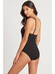 Sea Level Essentials Spliced Waisted One Piece in Black, view 2, click to see full size