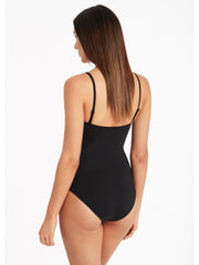Sea Level High Leg Bandeau One Piece In Black, view 2, click to see full size