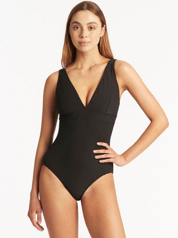 Sea Level Spinnaker Panel Line One Piece in Black