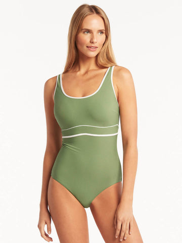 Sea Level Elite DD/E Panelled One Piece in Olive