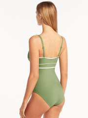 Sea Level Elite DD/E Panelled One Piece in Olive, view 2, click to see full size