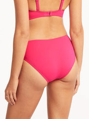 Sea Level Essentials Mid Bikini Bottom In Hot Pink, view 2, click to see full size