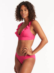 Sea Level Essentials Regular Bikini Bottom In Hot Pink, view 4, click to see full size