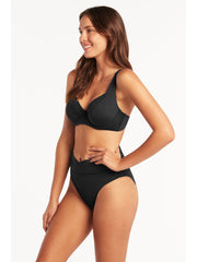 Sea Level Essentials Wrap High Waist In Black, view 4, click to see full size