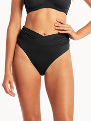 Sea Level Essentials Wrap High Waist In Black, view 1, click to see full size