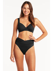 Sea Level Essentials Wrap High Waist In Black, view 3, click to see full size