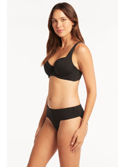 Sea Level Essentials Roll Band Bottom In Black, view 4, click to see full size
