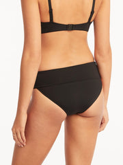 Sea Level Essentials Roll Band Bottom In Black, view 2, click to see full size