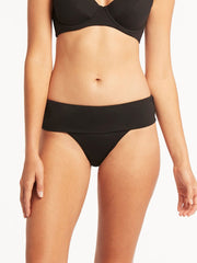 Sea Level Essentials Roll Band Bottom In Black, view 1, click to see full size