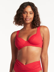 Sea Level Essentials C/D Underwire Bra In Red, view 1, click to see full size