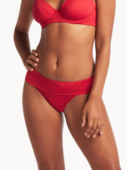Sea Level Essentials Roll Band Bottom In Red, view 1, click to see full size