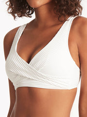 Sea Level Spinnaker Cross Front Multifit Top in White, view 4, click to see full size