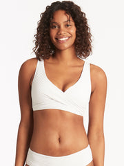 Sea Level Spinnaker Cross Front Multifit Top in White, view 1, click to see full size