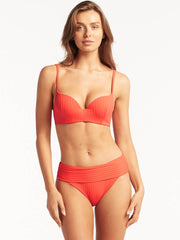 Sea Level Vesper Roll Band Bottoms in Tangerine, view 4, click to see full size