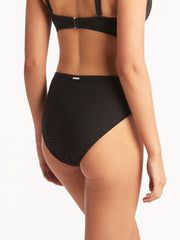 Sea Level Spinnaker Retro High Waist Pant in Black, view 2, click to see full size