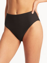 Sea Level Spinnaker Retro High Waist Pant in Black, view 3, click to see full size
