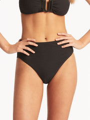 Sea Level Spinnaker Retro High Waist Pant in Black, view 1, click to see full size