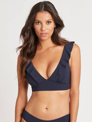 Sea Level Essentials Frill Bra Top In Night Sky, view 1, click to see full size