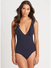 Sea Level Essentials Frill One Piece In Nightsky, view 1, click to see full size