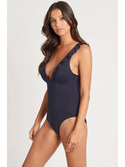 Sea Level Essentials Frill One Piece In Nightsky, view 3, click to see full size