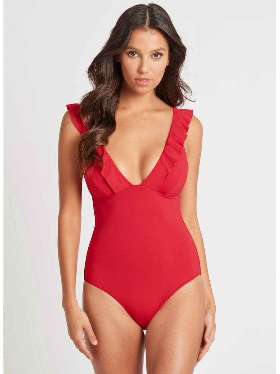 Sea Level Eco Essentials Frill One Piece In Red