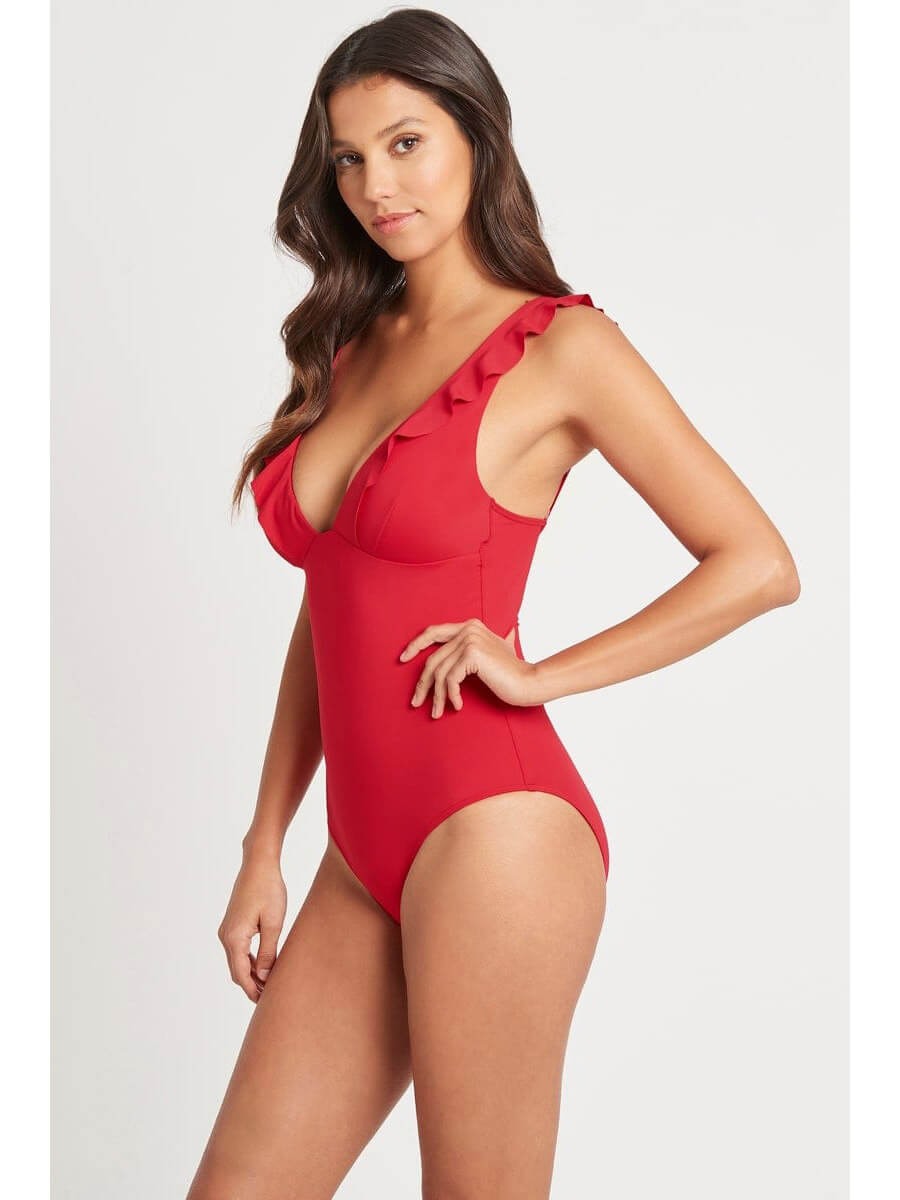 Sea Level Eco Essentials Frill One Piece In Red