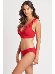 Sea Level Eco Essentials Regular Bikini Bottom In Red, view 3, click to see full size